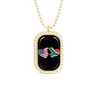 South Africa U.S. Flag Funny Pendant Necklace for Women Personalized Fashion Jewelry Diamond Necklaces for Wedding Birthday Gold Silver
