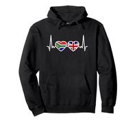 South Africa UK Vintage Heartbeat Flag British South African Pullover Hoodie