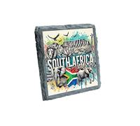 South Africa Wildlife and Landmarks Slate Coaster with Elephant, Lion, and Giraffe Design (slco-kf25-1607)