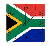South Africa Wood Wall Clock South Africa Flag Farmhouse Wood Wall Clocks National Flag Country Souvenir Wall Clocks Quality Quartz Battery Operated Silent Square Clock for Kitchen Bedroom 15inch