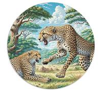 South African Cheetahs 1000 Piece Circular Puzzle Animals Pets Cute Durable Pieces Stress Relief Game for Adults & Kids Educational Home Decor Creative Challenge 1000pcs (67.5x67.5cm)