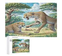 South African Cheetahs 1000 Piece Jigsaw Puzzles Adults Children Cute Pet Animals Jigsaws Office Break Relaxation Challenging Puzzle Colleagues Home Decor 1000 PCS