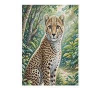 South African Cheetahs 300 Pieces Set Classic Jigsaw Puzzle Cute Pet Animals Couple Puzzle Partners Logic Skill Wall Decor Easter New Year Gift Eco-friendly Recycled Cardboard 300 PCS