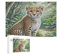 South African Cheetahs 300Pc Jigsaw Puzzles All Ages Cute Pet Animals Jigsaws Festive Gift Idea Family Bonding Activity Whimsical Design Stress Relief Home Decor 300 PCS