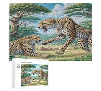 South African Cheetahs 300Pc Jigsaw Puzzles All Ages Cute Pet Animals Jigsaws Festive Gift Idea Family Bonding Activity Whimsical Design Stress Relief Home Decor 300 PCS