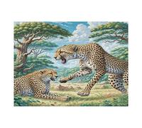 South African Cheetahs 500 Pc DIY Jigsaw Puzzle Cute Pet Animals Puzzles for Adults Teens Hard Challenging Team Building Stress Reducing Autumn Gift 500 PCS
