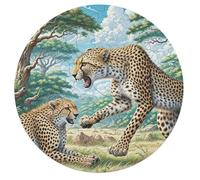 South African Cheetahs 68 Piece Circular Puzzle Cute Pet Animals Animal Shape Premium Home Decor Puzzle Stress Relief Relaxing Activity for Adults & Kids Educational 68 PCS