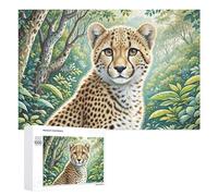 South African Cheetahs Jigsaw Puzzles Puzzle for Adults Kids. 1000 Pieces Cute Pet Impossible Challenge Toy Educational Game Home Decoration for Educational Games Gifts 1000 PCS （75cmx50cm）