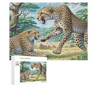 South African Cheetahs Jigsaw Puzzles Puzzles for Adults Kids. 500 Pieces Cute Pet Great Gifts Challenge Toy Educational Game Home Decoration for Adults& Kids Age 14 Years Up 500 PCS