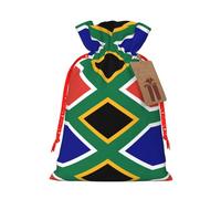 South African Flag Christmas Canvas Gift Bag With Drawstring,Reusable Personalizedgift Bag