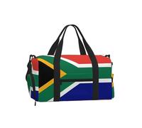 South African Flag Duffel Bag with Shoe Compartment - Lightweight Water-Resistant Holdall Gym Bag with Built-in Wet and Dry Separation Pouch
