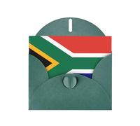 South African Flag Horizontal Holiday Card With Dark Green Heart Shaped Envelope And Write Various Holiday Greetings