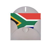 South African Flag Horizontal Holiday Card With Gray Heart Shaped Envelope And Write Various Holiday Greetings