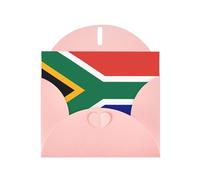 South African Flag Horizontal Holiday Card With Pink Heart Shaped Envelope And Write Various Holiday Greetings