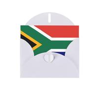 South African Flag Horizontal Holiday Card With White Heart Shaped Envelope And Write Various Holiday Greetings