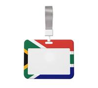 South African Flag Id Badge Holder with Lanyard-Horizontal Card Protector, Clear Abs Hard Shell for Work Office Events