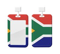 South African Flag Id Badge Holder with Lanyard-Vertical Card Protector Clear Abs Hard Shell, Retractable Reel for Work Office