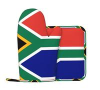 South African Flag Kitchen Gloves and Heat Insulation pad Set, Suitable for Grill Covers and Dinner Plates, Perfect for barbecues and banquets.