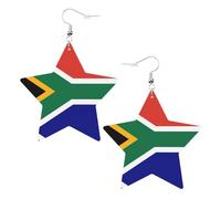 South African Flag Leather Star Shaped Earrings Fashion Accessories Lightweight Festivals Parties Everyday Life