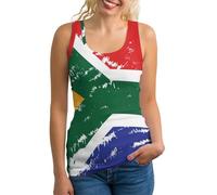 South African Flag Lightweight Tank Top for Women Sleeveless Workout Tops Yoga Racerback Running Shirts L