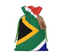 South African Flag Linen Drawstring Gift Bag Xmas Party Candy Bag Reusable Storage Pouches
