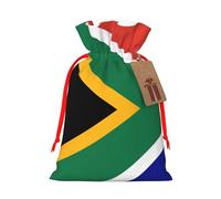 South African Flag Linen Drawstring Gift Bag Xmas Party Candy Bag Reusable Storage Pouches