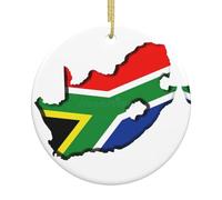 South African Flag Map Print Christmas Ornaments, Ceramic Hanging Ornament, Xmas Tree Decoration, Holiday Home Decor