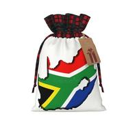 South African Flag Map Print Plaid Burlap Bag With Drawstring Christmas Burlap Pouches For Birthday Party Favors Gift