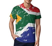 South African Flag Men's Golf Polo-Shirt Summer Short Sleeve T-Shirt Casual Quick Dry Tees XL