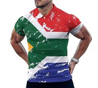 South African Flag Men's Golf Polo-Shirt Summer Short Sleeve T-Shirt Quick Dry Muscle Tees S