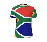 South African Flag Men's T-Shirts Mesh Short Sleeve Undershirt for Shirts in Warm Weather Black