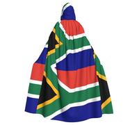 South African Flag Print Adults Hooded Cloak, Halloween Robe Hooded Cape Witch Wizard Cosplay Costumes For Men Women