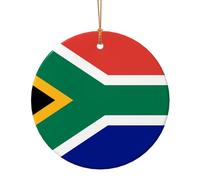South African flag Print Ceramic Holiday Ornament Set, Personalized Christmas Tree Decor Hanging Pendant 10cm