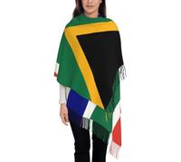 South African flag Print Imitation cashmere long velvet tassel scarf,Winter keep Warm Shawl Wrap.
