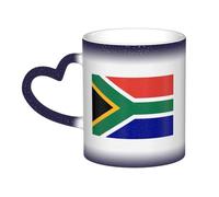 South African Flag Print Mystical Color Changing Mug, Black to White Thermal Mug for Coffee Tea Home Office
