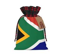 South African Flag Print Pouch Goody Christmas Drawstring Gift Bags Xmas Treats Bag Holiday Candy Wrapping Bags
