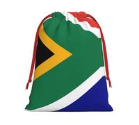 South African Flag Print Santa Sack Drawstring Bags For Presents, Reusable Plush Holiday Fabric Gift Bags- L Size