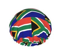 South African Flag Print Shower Cap, Lined Shower Cap For Women Reusable, Double Layer Waterproof Bath Cap