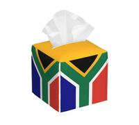 South African flag Print Square Tissue Box Cover,Leather Tissue Boxes Organizer Holder Decor for Bathroom