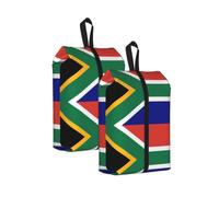 South African Flag Print Trainer Bag Portable Boot Bag with Zipper Closure Storage Pouch for Travel Home-2pcs