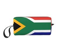 South African flag print Travel Toiletry Pouch, Pencil Bag Canvas Makeup Bag, Multi-Purpose Cosmetic Bag with Zipper, White, One Size