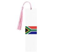 South African Flag Print Wooden Bookmarks with Tassels, Wood Book Markers for Book Lovers, Teachers & Present