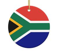 South African Flag Printed Christmas Tree Ceramic Ornaments Holiday Decoration Christmas Unique Pendant for Christmas Party