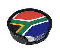 South African Flag Printed Round Leather Coasters (Set of 6) Feature Rich Colors, Unique Patterns and are Easy to use.