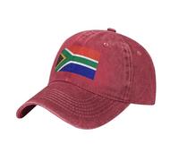 South African Flag Printed Vintage Denim Hat, Low Profile Headgear for Men Women, Retro Style Baseball Caps