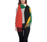 South African flag Shawl Wrap Women Reversible Jacquard Pashmina Imitation cashmere with Fringe for Evening, Wedding.