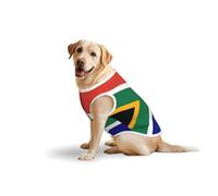 South African Flag Soft Cotton T-Shirt Vest For Large Dogs, Print Pet Clothes Breathable Pet Pullover Tee Sleeveless Sweatshirt (3xl-5xl)