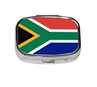 South African Flag Square Pill Storage Box, Travel Portable Mini Pill Box, Vitamin Medicine Storage Box (2 Compartment Pill Box)