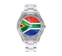 South African Flag Traditional Watches Men Silver Quartz Dress Wrist Watch