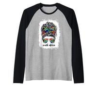 South African Girl for Women Woman South Africa Flag Afro Raglan Baseball Tee